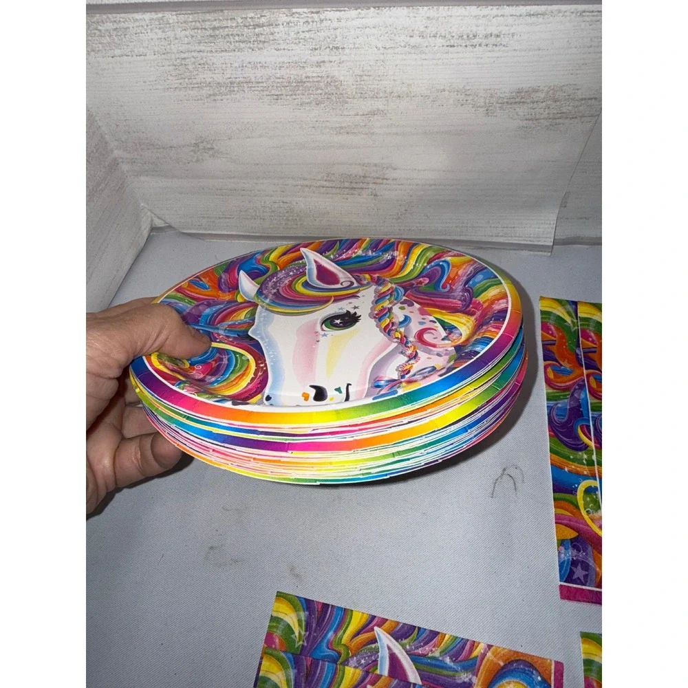 Lisa Frank Rainbow Unicorn Party Supplies Plates and Napkins Set Vintage Style